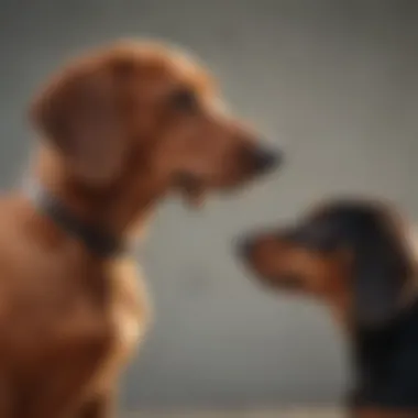 Training Session with a Brown Dachshund A brown dachshund with a loving owner during a training session