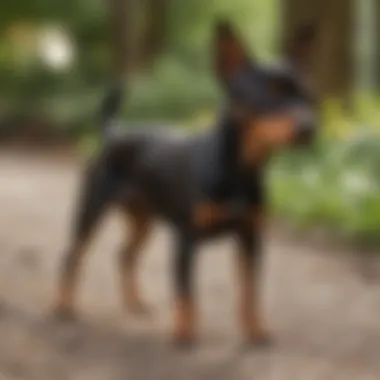 Miniature Pinscher socializing with other dogs