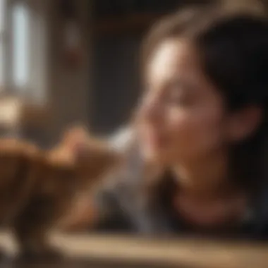 A person engaging in playtime with a cat, highlighting joy and connection