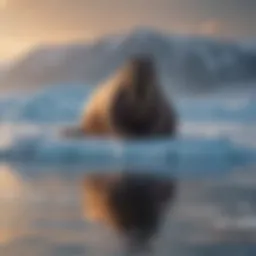 A walrus basking on an ice floe under the Arctic sun