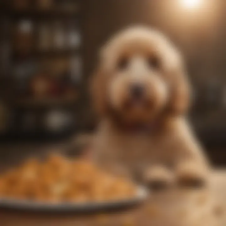 An assortment of commercial dog food options specifically designed for Goldendoodles.