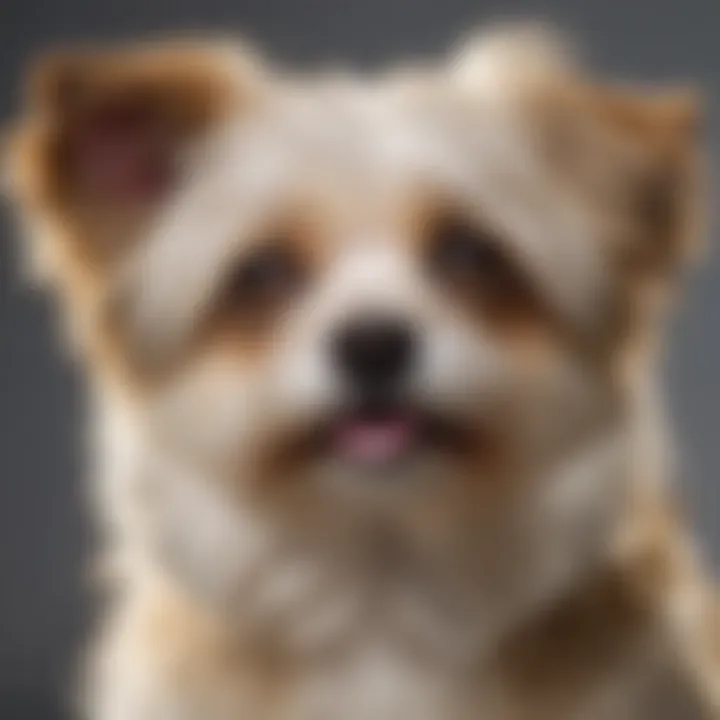 A close-up portrait of a Poovanese dog showcasing its unique coat and expressive eyes.