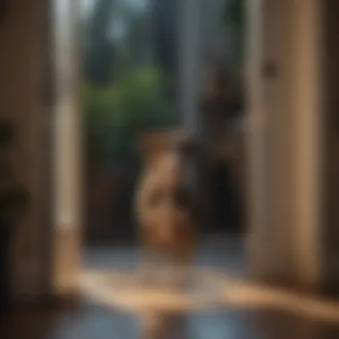 Dog Enjoying the Freedom of Automatic Door A happy dog using an automatic door to go outside.