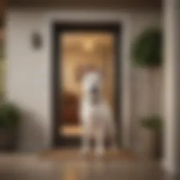 A high-tech automatic dog door integrated into a modern home.