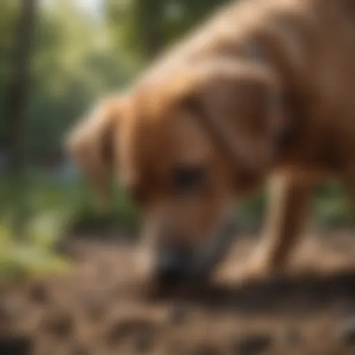 Dog digging in the garden