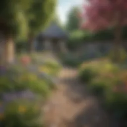 Vibrant spring garden with blooming flowers