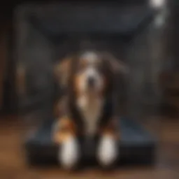 A dog comfortably resting in a properly sized crate