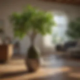 Beautiful indoor avocado tree thriving in a bright living room