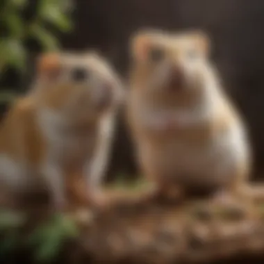 Gerbils engaging in natural behaviors in a well-structured cage