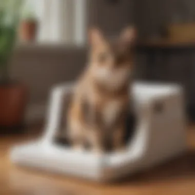 Senior cat using a low-entry litter box