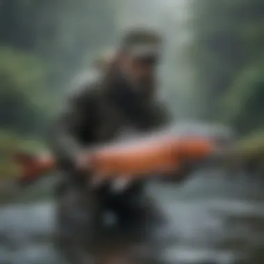 Sustainable Salmon Fishing An illustration highlighting sustainable fishing practices for salmon.
