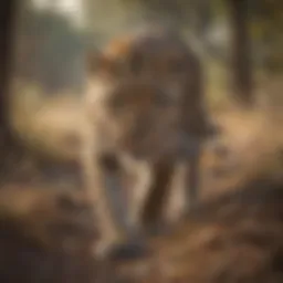A leopard stealthily stalking its prey in the wild