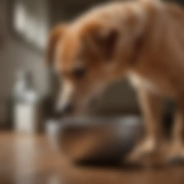 A dog drinking water from a bowl to emphasize hydration importance