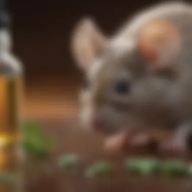 An illustration of a mouse exhibiting a curious behavior towards peppermint oil