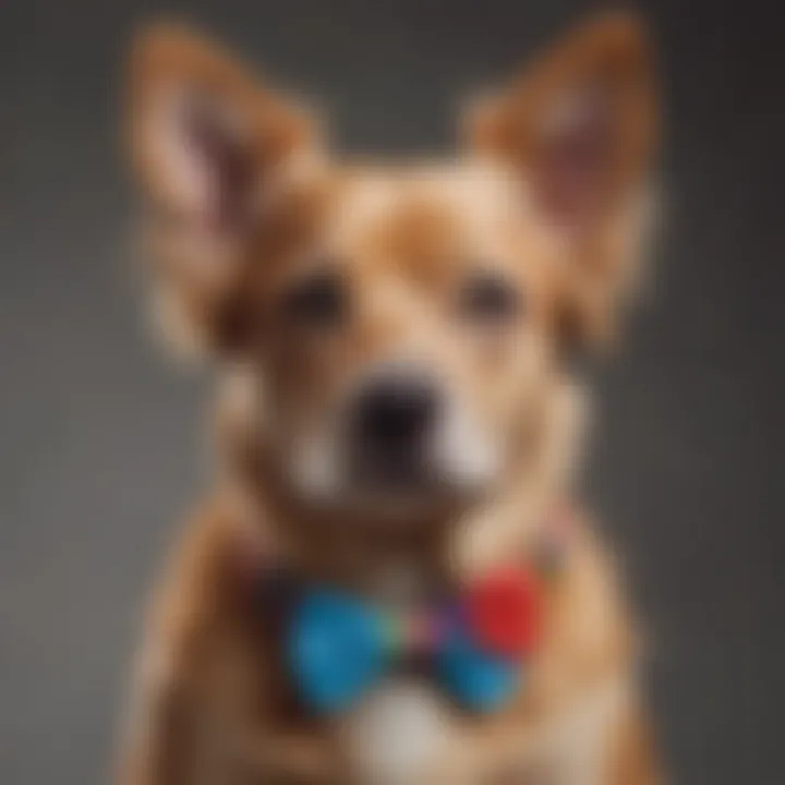 Stylish dog with a colorful barrette in its fur