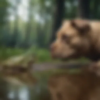 Curiosity of Dogs Towards Bufo Frogs A dog observing a bufo frog curiously