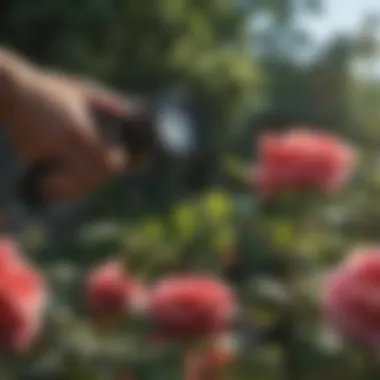 Effective Pest Management for Roses A healthy rose bush being inspected for pests and diseases