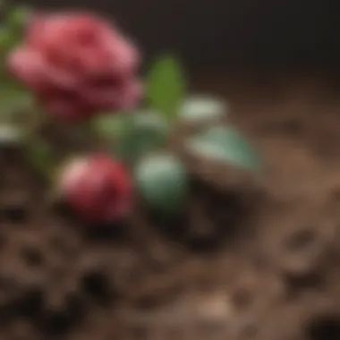 Nutrient-Rich Soil for Roses Close-up of healthy soil enriched for optimal rose bush growth