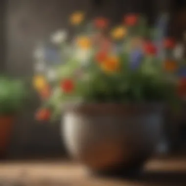 Assorted spring flowers arranged beautifully in a pot