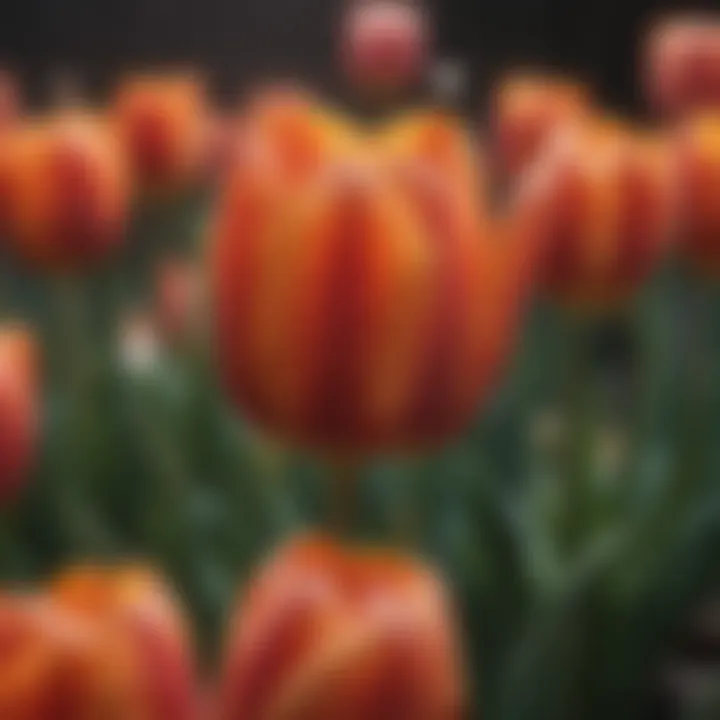 Close-up of a colorful tulip in full bloom