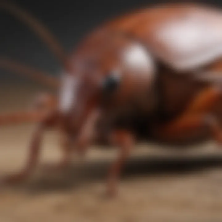 Close-up view of a cockroach on a surface