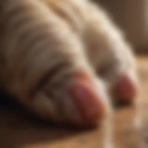 Close-up of a dog's paw with healthy fur and clean nails