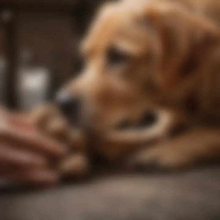 Owner inspecting their dog's paws for cleanliness