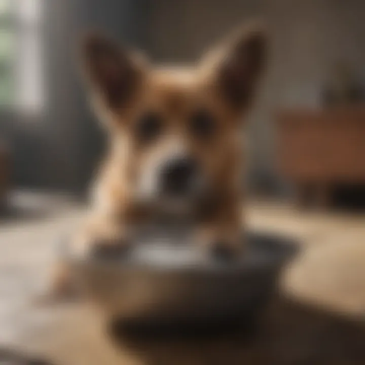 Dog enjoying a paw soak in a bowl with natural ingredients