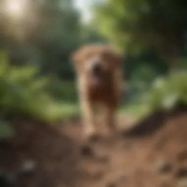 Understanding the Digging Behavior A dog digging in the garden
