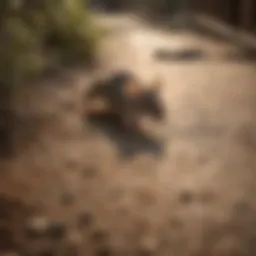 Close-up of mouse tracks near entry point