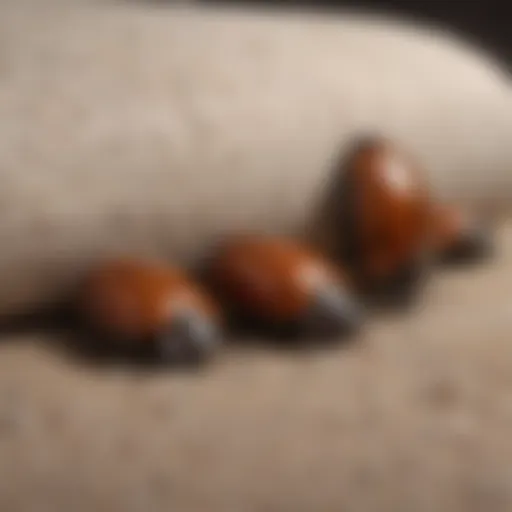 Close-up of carpet beetles on fabric