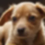 Close-up view of a puppy with fleas on its fur