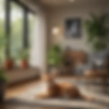 Comfortable Living Space A serene home environment with a cat, illustrating comfort for pets and owners