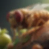 A close-up of ripe fruits attracting fruit flies