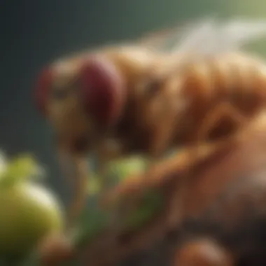 Ripe Fruits as Attractants for Fruit Flies A close-up of ripe fruits attracting fruit flies