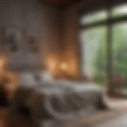 A serene bedroom setting with strategically placed mesh nets over the windows