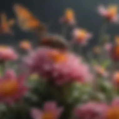 Biodiversity in Action A diverse array of insects on a blooming flower, symbolizing the importance of biodiversity.