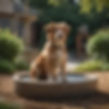 Stylish Dog-Friendly Water Fountain A serene outdoor space featuring a stylish dog-friendly water fountain