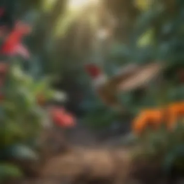 Diverse Garden Planting for Hummingbirds A garden filled with various nectar-rich plants