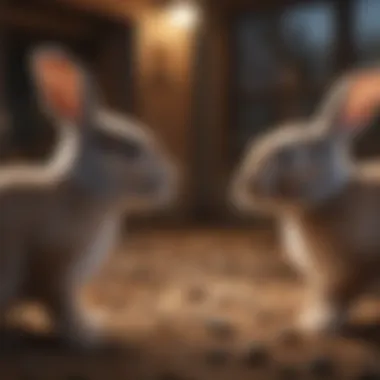 Two rabbits interacting playfully