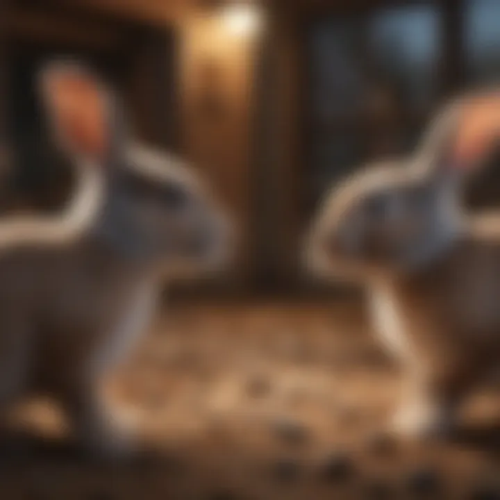 Two rabbits interacting playfully