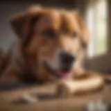 A senior dog enjoying a chew bone