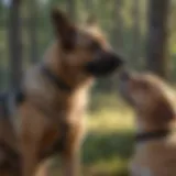 A protection dog demonstrating training skills