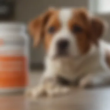 Glucosamine Supplements Overview A close-up of glucosamine supplements with a pet-friendly background