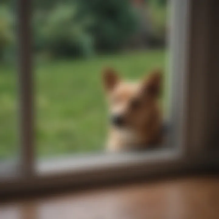 Installation of a sliding glass dog door in progress.