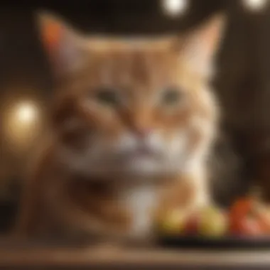 Healthy cat enjoying natural food