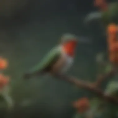 Natural Habitat of Hummingbirds A lush habitat that supports various hummingbird species in their natural environment.