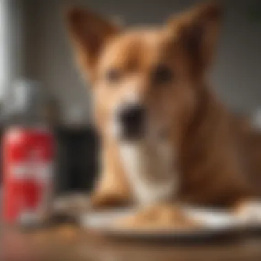 A happy dog enjoying a meal of Royal Canin Satiety Support