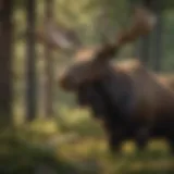 A majestic moose in a serene forest setting