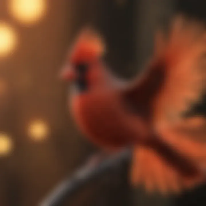 Cardinal in flight showcasing its vibrant feathers